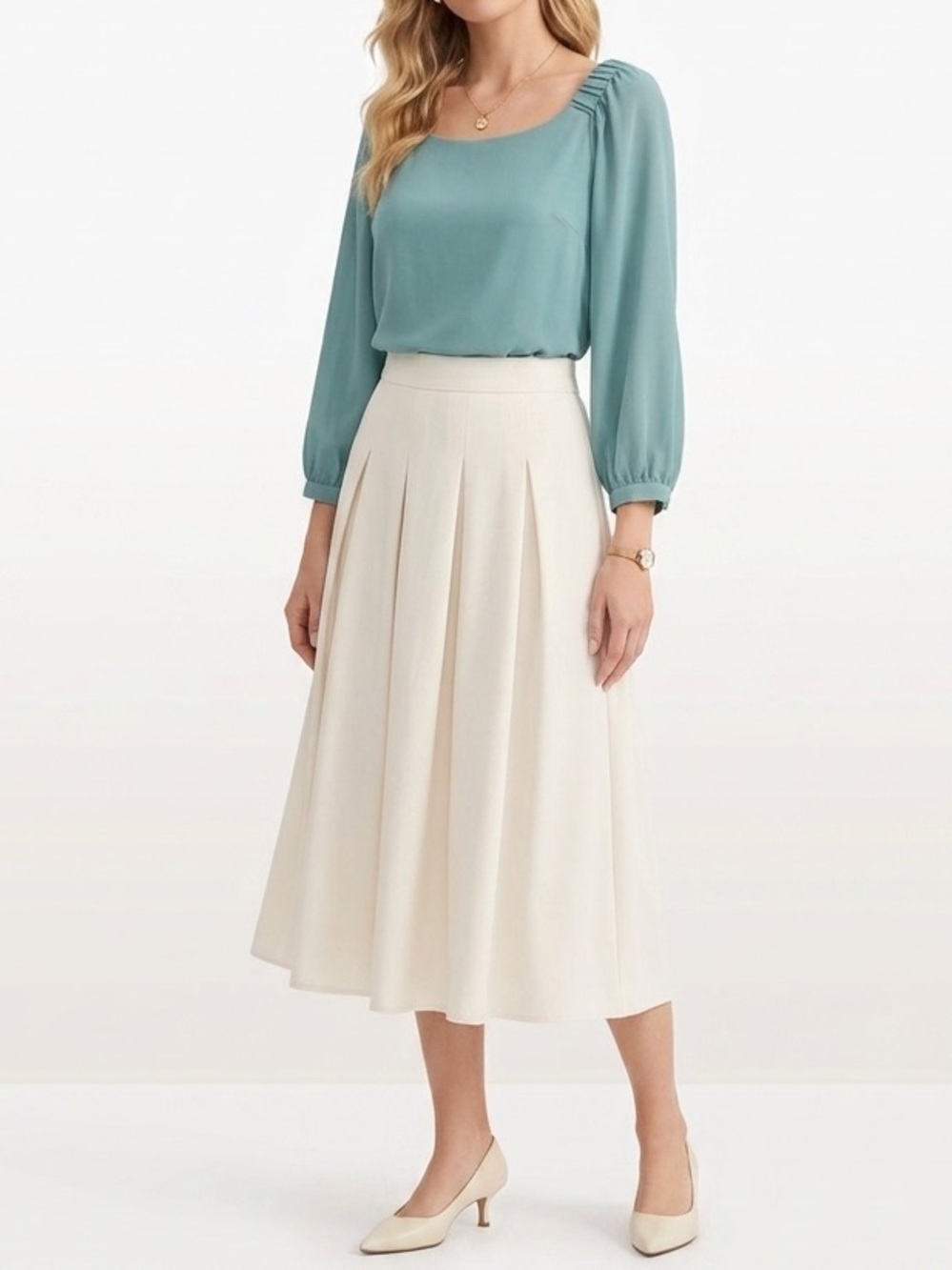 Forever 21 Flowy Mint Green Scoop Neck Blouse Size Small